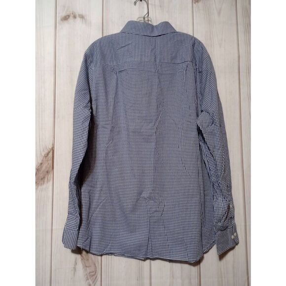 GoodFellow Shirt Men's 2xb Blue Check Button Front Long Sleeve - Picture 2 of 8
